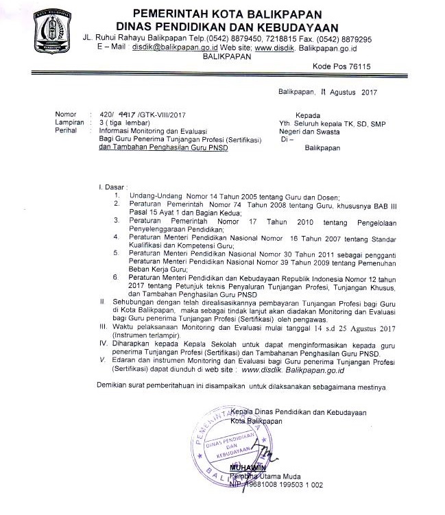 surat edaran monev