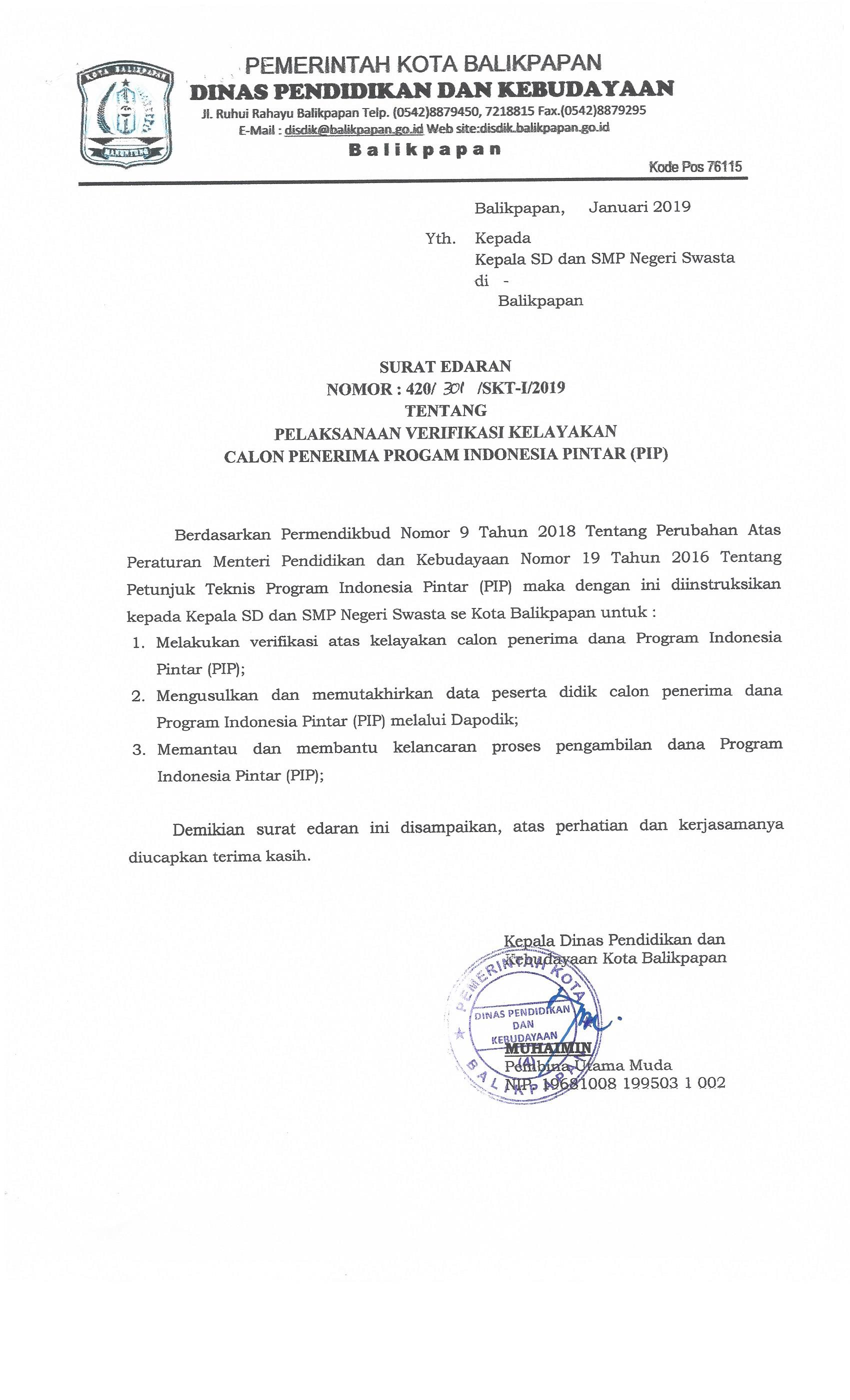 Pelaksanaan verifikasi Kelayakan Calon Penerima PIP